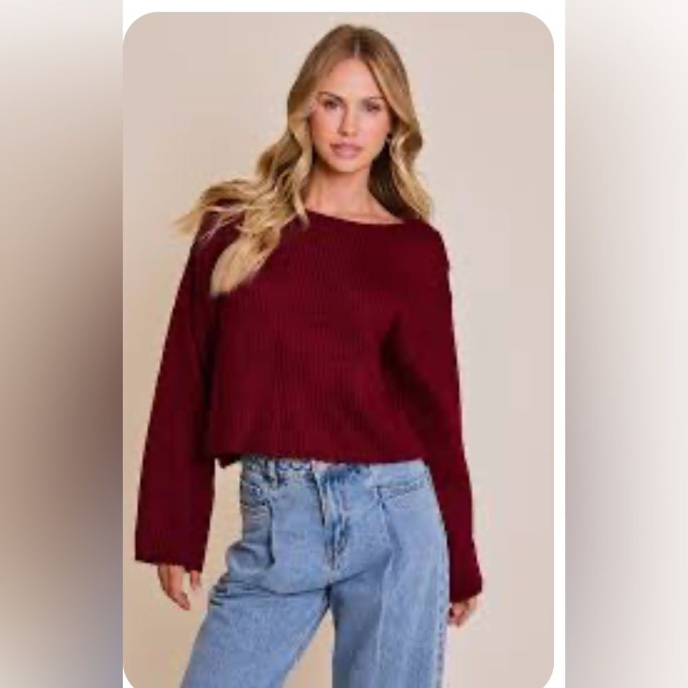 Le Lis Women's Burgundy Boxy Sweater Size Small NWT